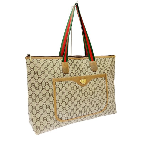 256317 3 Gucci Plus PVC Old Sherry Line Tote Bag Beige