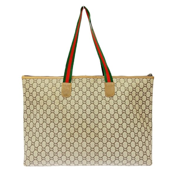 256317 4 Gucci Plus PVC Old Sherry Line Tote Bag Beige