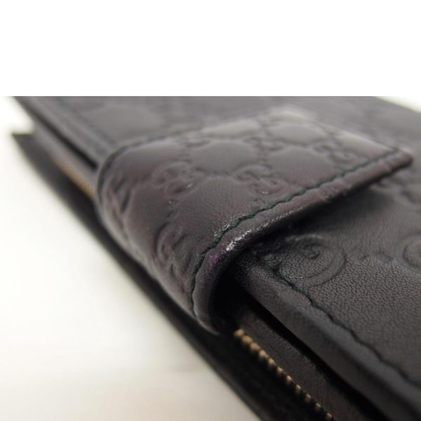 25705 10 Gucci Guccisima Leather Round Zipper Bi Fold Long Wallet Black