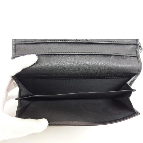 25705 5 Gucci Guccissima Round Zipper Bifold Long Wallet Black