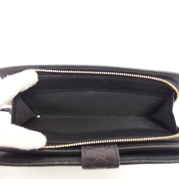 25705 7 Gucci Guccissima Round Zipper Bifold Long Wallet Black