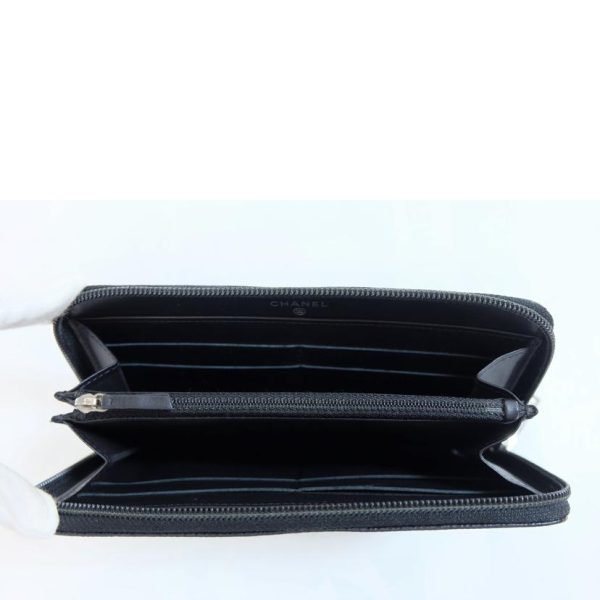 25795 4 Chanel Caviar Skin Round Zipper Long Wallet