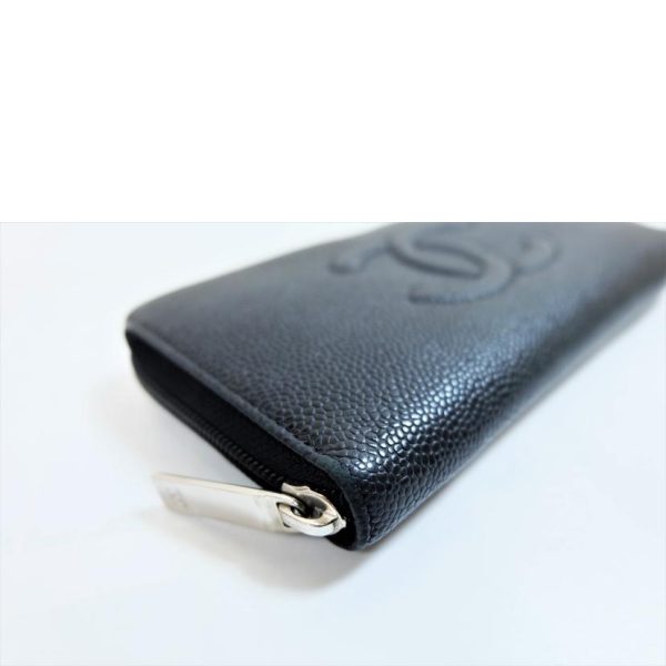 25795 7 Chanel Caviar Skin Round Zipper Long Wallet