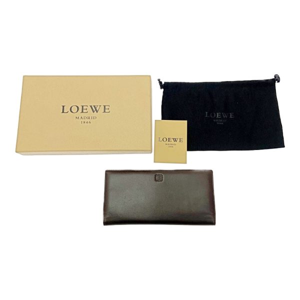 262683 9 Loewe Leather Anagram Long Wallet Brown