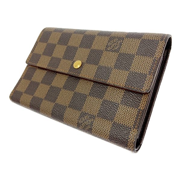 262773 2 LOUIS VUITTON Damier PVC Porte Tresor Etuit Papier Brown Trifold Wallet