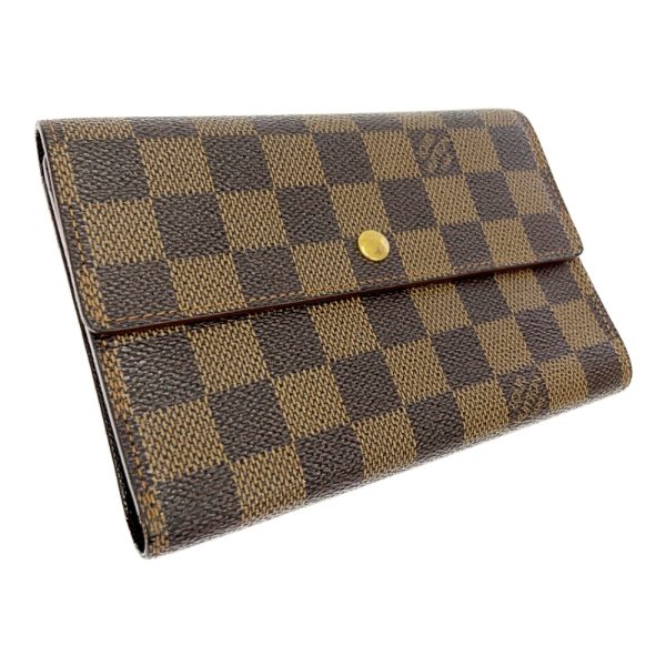 262773 3 LOUIS VUITTON Damier PVC Porte Tresor Etuit Papier Brown Trifold Wallet