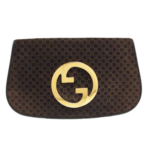 26580 1 Gucci G Metal Fittings Suede Clutch Bag Black