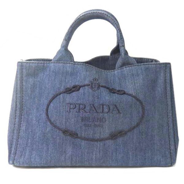 26590 1 PRADA Prada Kanapa 2way Bag Denim Bleu