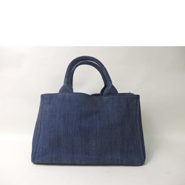 26590 2 PRADA Prada Kanapa 2way Bag Denim Bleu