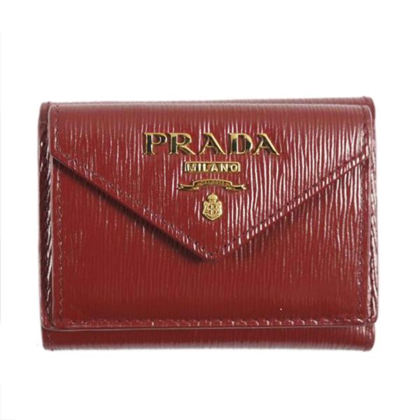 26701 1 Prada 3 Fold Wallet Red