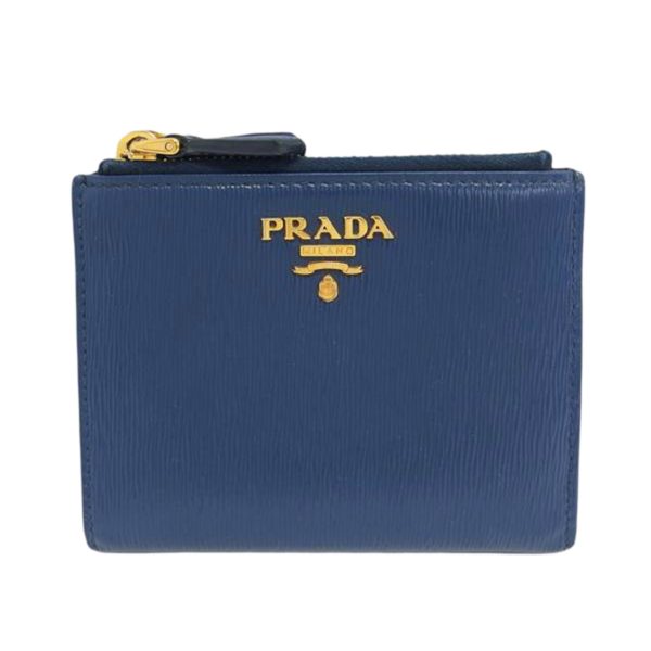 26740 1 Prada Vitello Move W Zip Compact Wallet Blue