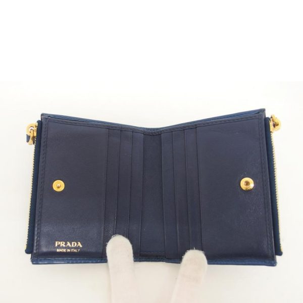 26740 4 Prada Vitello Move W Zip Compact Wallet Blue