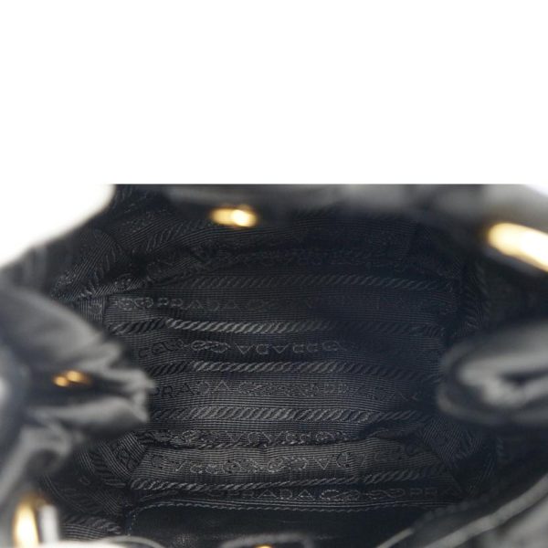 26793 6 PRADA Nylon Leather Ribbon Mini Shoulder Bag Black