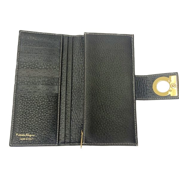 268675 5 Salvatore Ferragamo Leather Gancini Long Wallet Black