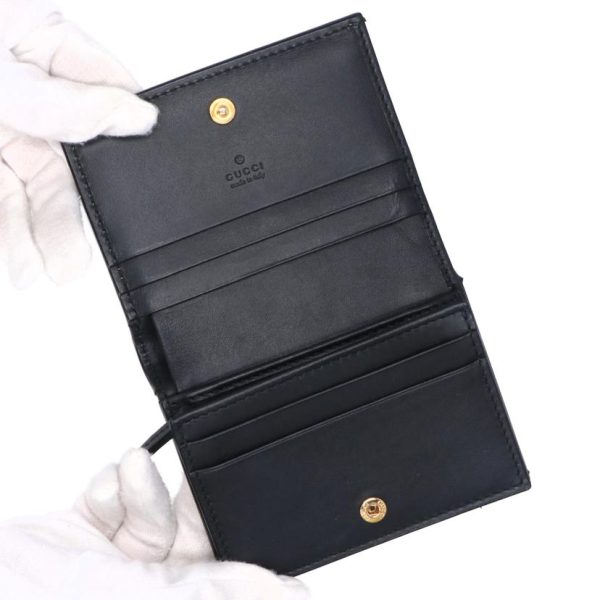 27026 3 Gucci GG Supreme Bee Leather Compact Wallet Black