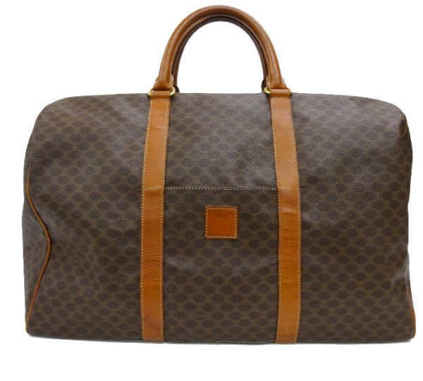 2703 1 Celine Macadam Pattern Boston Bag Vintage Vintage Travel Bag Brown