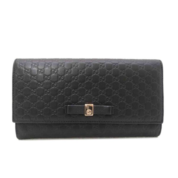 27061 1 Gucci Micro Gucci Shima Ribbon Bifold Long Wallet Black