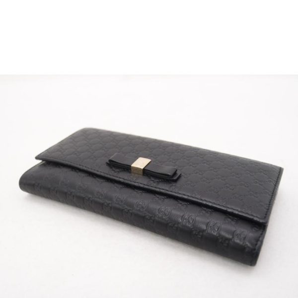 27061 3 Gucci Micro Gucci Shima Ribbon Bifold Long Wallet Black