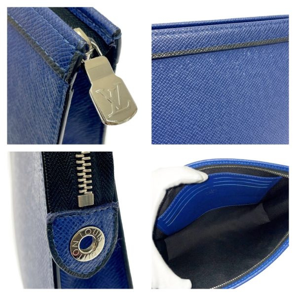 271980 7 LOUIS VUITTON Taiga Pochette Voyage MM Blue