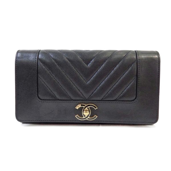 28010 1 CHANEL Mademoiselle V Stitch Leather Long Wallet