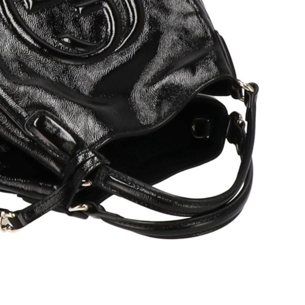 28014 3 Gucci Soho Enamel Handbag Black