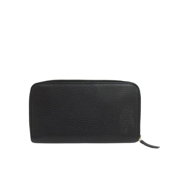 28027 2 Gucci Interlocking G Leather Round Zipper Long Wallet Black