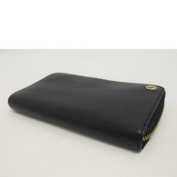 28027 3 Gucci Interlocking G Round Zipper Long Wallet Black