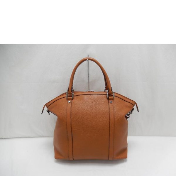 28083 2 Gucci Leather 2Way Handbag Brown