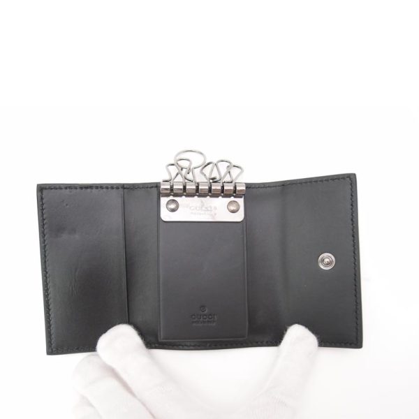 28222 4 Gucci Gucci Shima Leather 6 Key Case Black