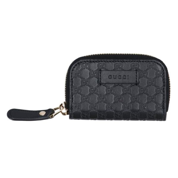 28267 1 Gucci Guccisima Round Zipper Coin Case Black