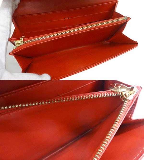 2829 6 Louis Vuitton Vernis Pochette Porte Monet Credit Long Wallet Leather Red