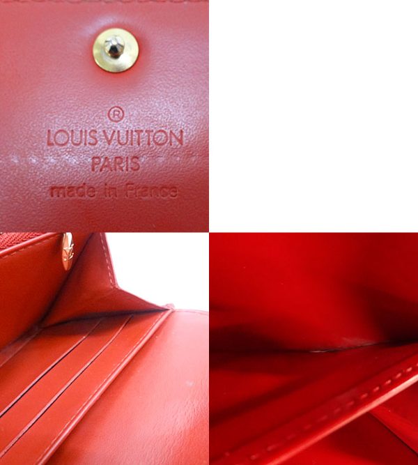 2829 7 Louis Vuitton Vernis Pochette Porte Monet Credit Long Wallet Leather Red