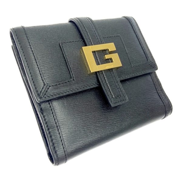 284005 3 Gucci Leather W Hook Bifold Wallet Black