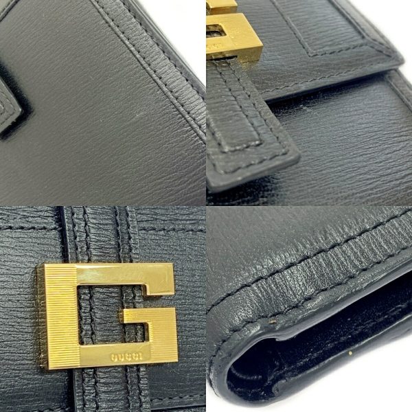 284005 5 Gucci Leather W Hook Bifold Wallet Black