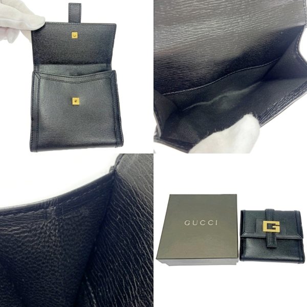 284005 9 Gucci Leather W Hook Bifold Wallet Black