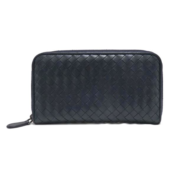 28507 1 Bottega Veneta Intrecciato Round Zipper Long Wallet Black