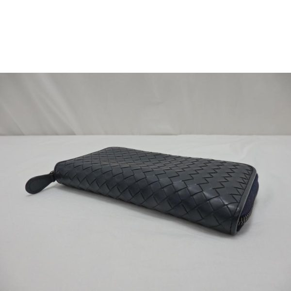 28507 3 Bottega Veneta Intrecciato Round Zipper Long Wallet Black