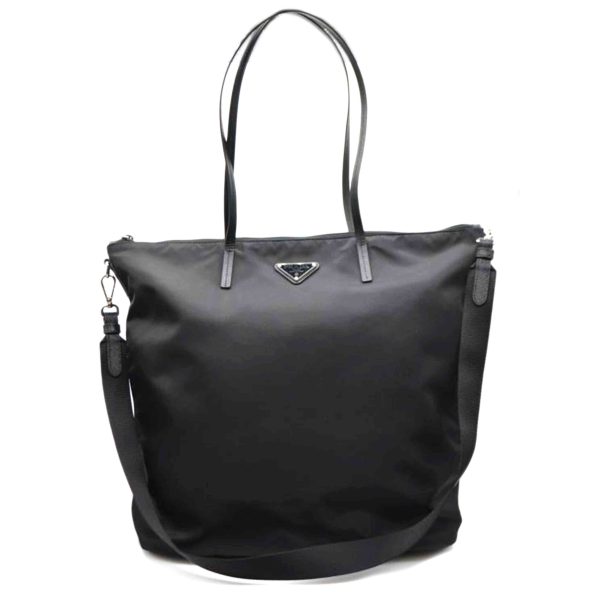 28509 1 Prada Tessuto Nylon 2WAY Leather Tote Nero