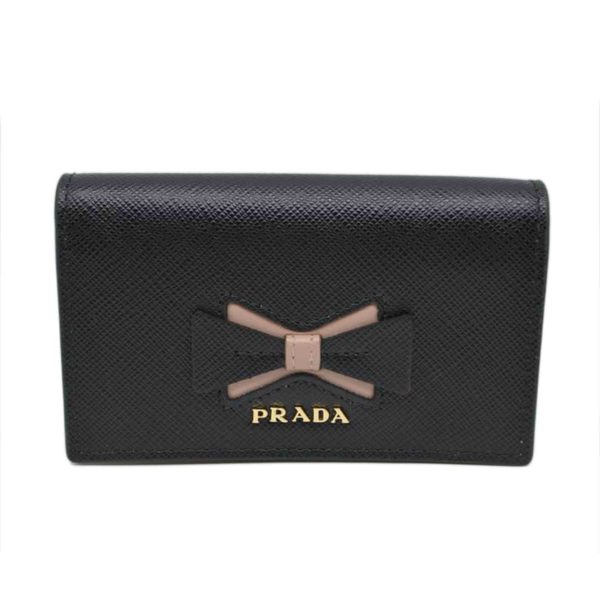 28578 1 Prada Saffiano Fiocco Card Case Nero