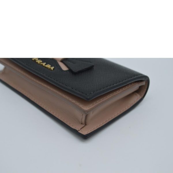 28578 6 Prada Saffiano Fiocco Card Case Nero