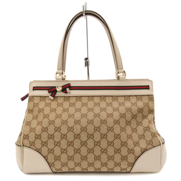 28635 1 Gucci GG Canvas Mayfair Medium Tote Bag Beige