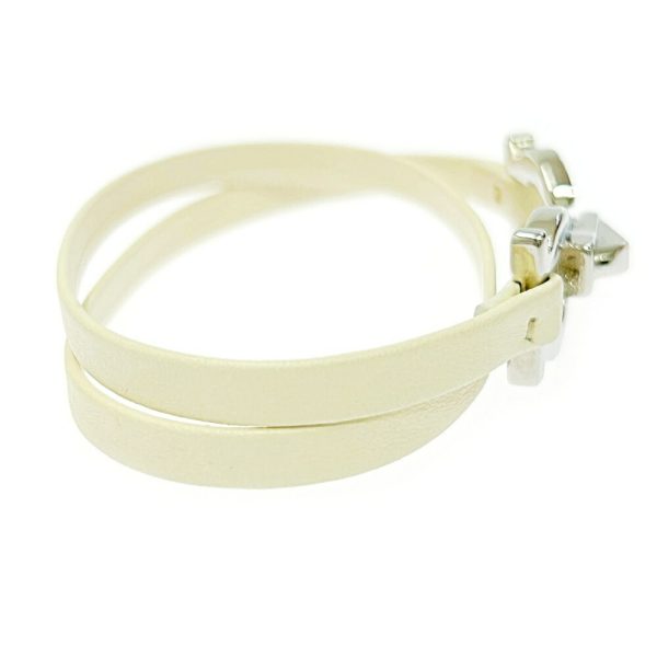 288199 5 Salvatore Ferragamo Metal Leather Gancini Bracelet Choker White