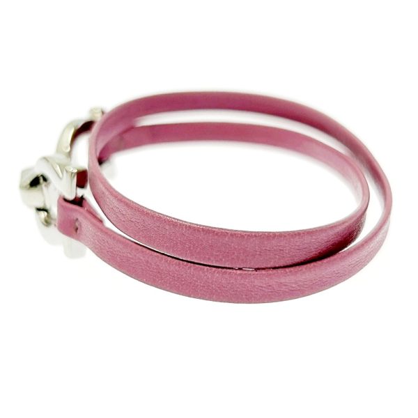 288202 3 Salvatore Ferragamo Metal Leather Gancini Bracelet Choker Pink