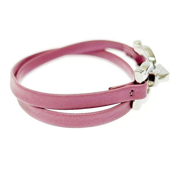 288202 5 Salvatore Ferragamo Metal Leather Gancini Bracelet Choker Pink