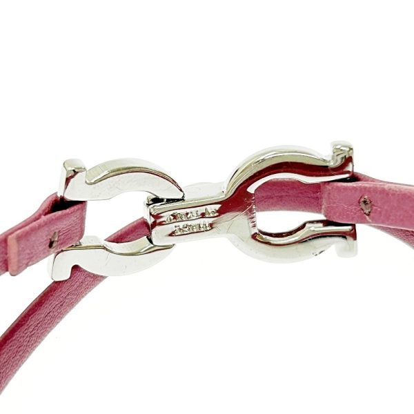 288202 6 Salvatore Ferragamo Metal Leather Gancini Bracelet Choker Pink