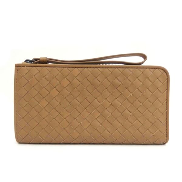 28932 1 Bottega Veneta Intrecciato L Shaped Zipper Beige