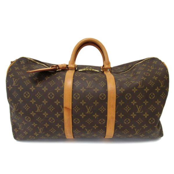 28943 1 Louis Vuitton Keepall Bandouliere 55 Monogram Duffle Bag Brown