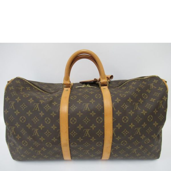 28943 2 Louis Vuitton Keepall Bandouliere 55 Monogram Duffle Bag Brown