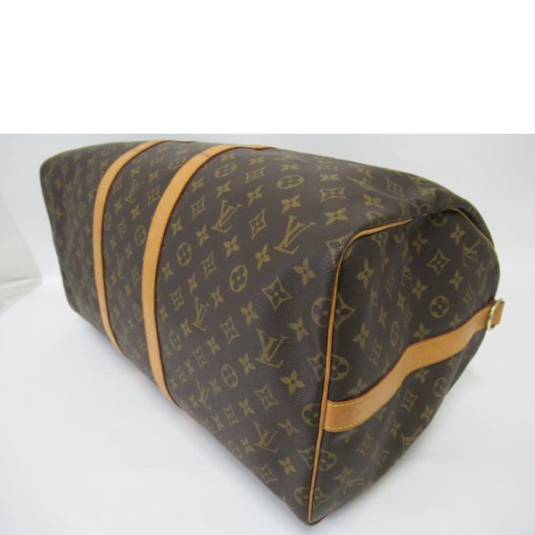 28943 3 Louis Vuitton Keepall Bandouliere 55 Monogram Duffle Bag Brown