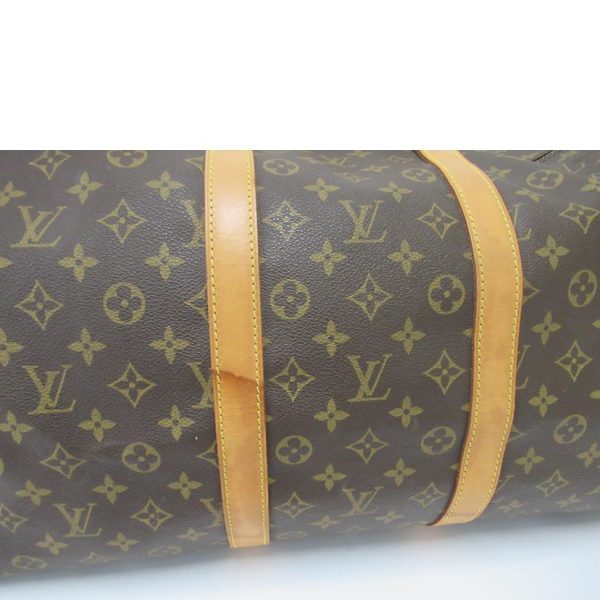 28943 5 Louis Vuitton Keepall Bandouliere 55 Monogram Duffle Bag Brown